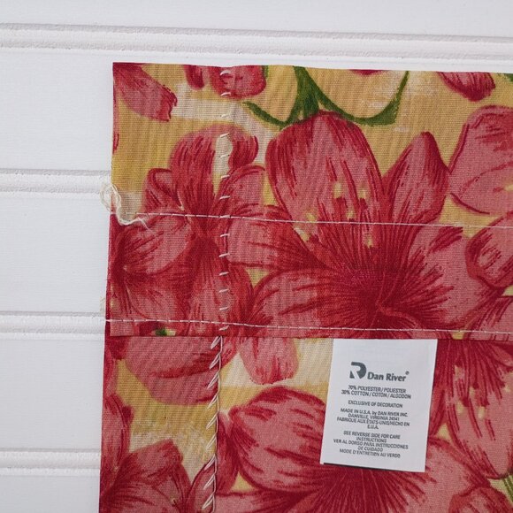 DAN RIVER Valances Yellow Pink Hibiscus Flowers NWOT Vintage Floral Valance Pair - Picture 6 of 10